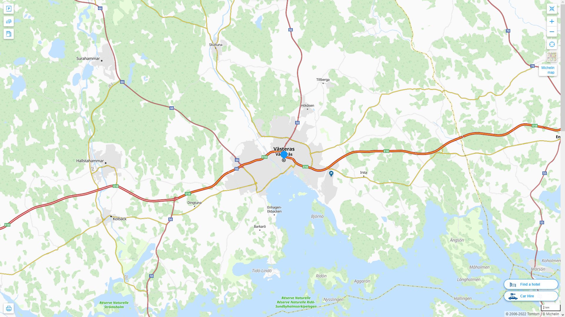 Vasteras Suede Autoroute et carte routiere